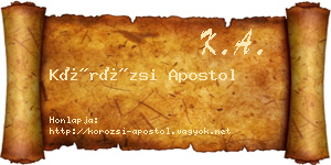 Körözsi Apostol névjegykártya